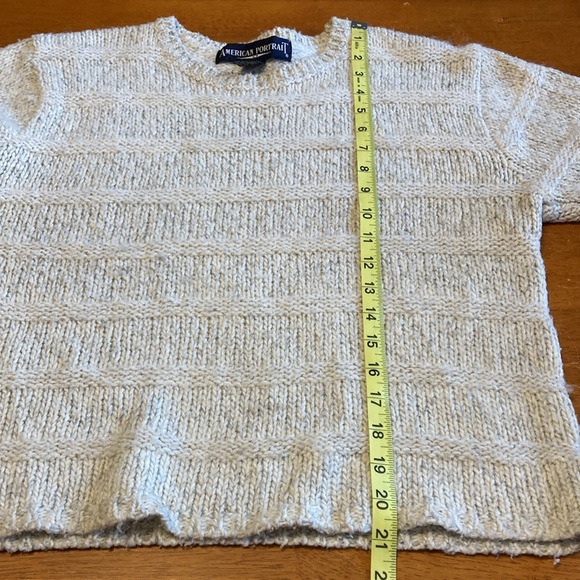 Vintage American Portrait Womens Size M Wool Blend Striped Knit Beige Sweater - Picture 7 of 9